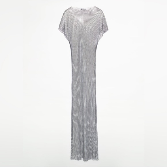 ZARA RHINESTONE MESH MIDI DRESS - Picture 6 of 11